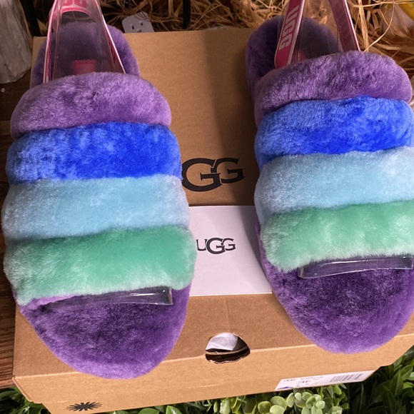 Ugg Pride Fluff Yeah Wedge Slide with Elasticated Strap - Picture 2 of 16